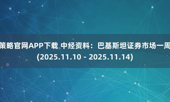 七星策略官网APP下载 中经资料:巴基斯坦证券市场一周回顾(2025.11.10 - 2025.11.14)