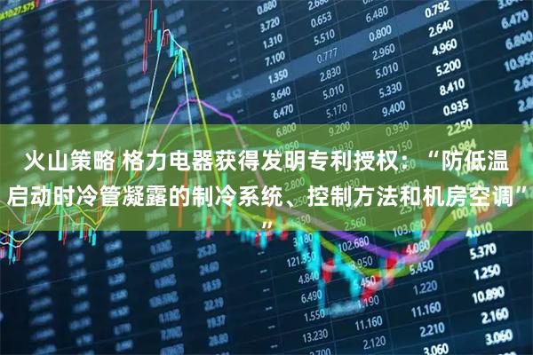 火山策略 格力电器获得发明专利授权：“防低温启动时冷管凝露的制冷系统、控制方法和机房空调”